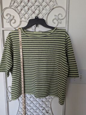 Cut Loose Elbow Sleeve Cotton Linen Knit T Shirt